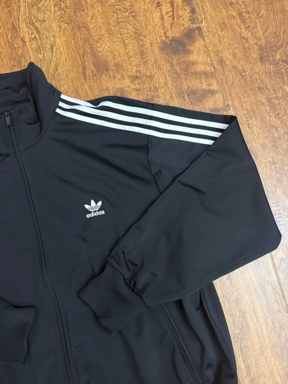 adidas Men’s Black Track Jacket with White 3-Stripes Size XL